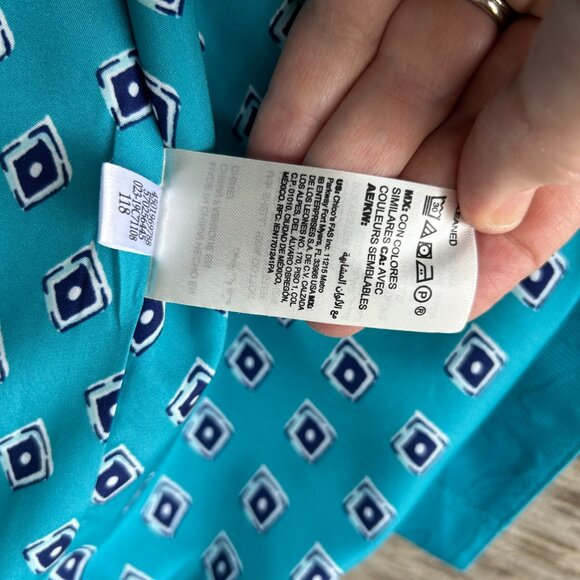 Chico's Jacquard Turquoise Blazer, Size 3 - Picture 7 of 11